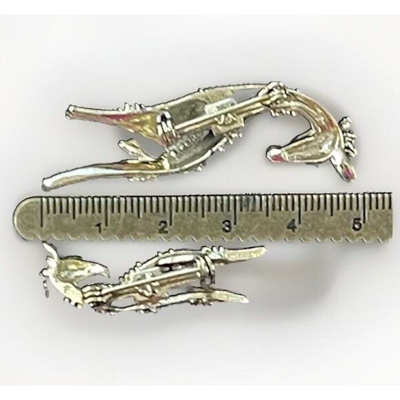 Vintage Giraffe Scatter Pin Brooch Mother Baby Gold Tone Green Rhinestone Eye - Picture 4 of 9